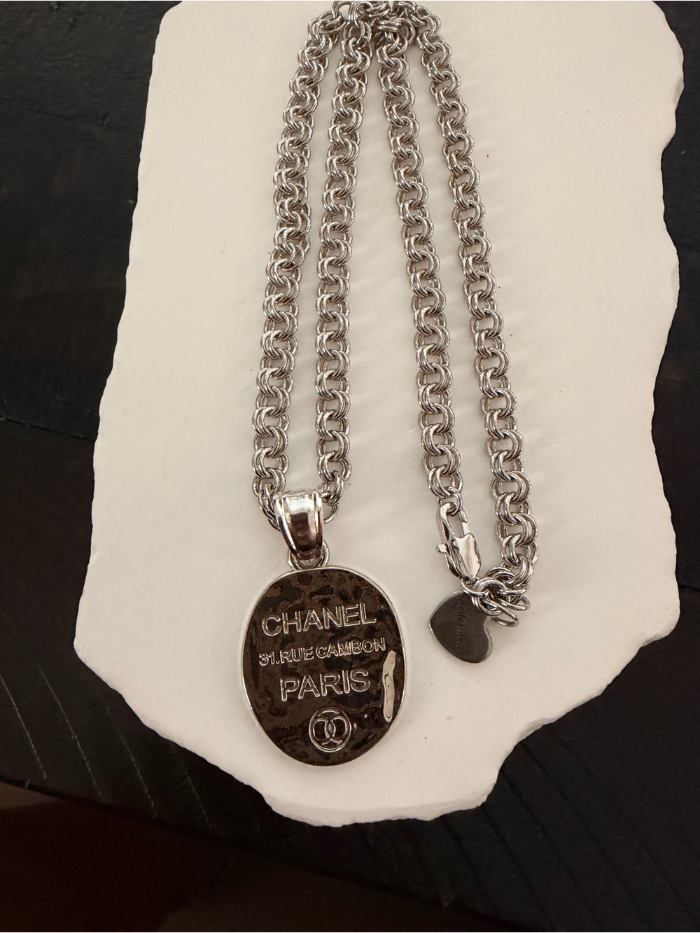 AUTHENTIC Silver 31 Rue Cambon Paris Medallion Necklace
